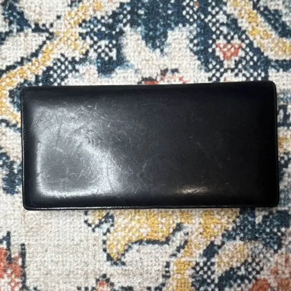 Prada Milano Vintage Black Leather Men's Long Continental Wallet Logo Italy